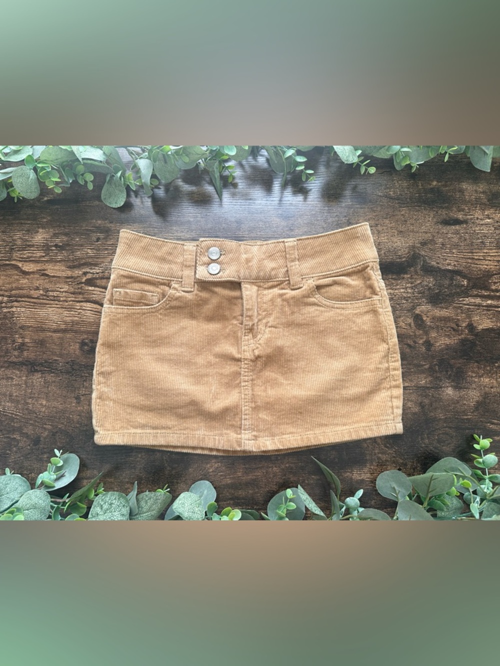 H&M Tan Corduroy Mini Skirt